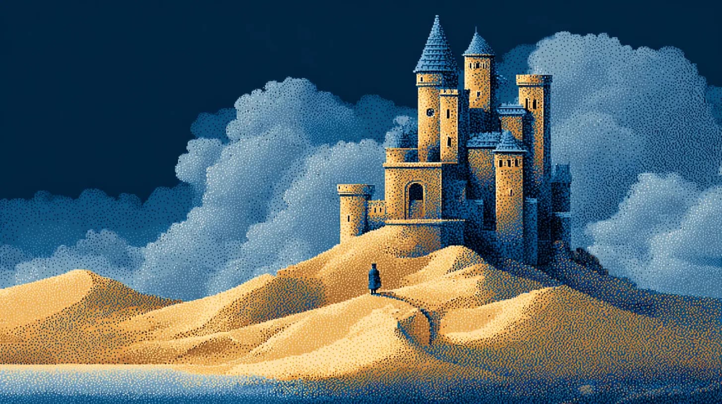 Pixel-art beach scene